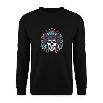 Indigenous Skull Skull - Unisex Sweatshirt - black - Front - Alina (178cm) & Michal (187cm)