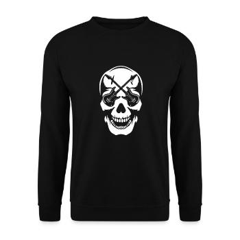 Electric Guitar Electric Guitar Skull Guitar - Unisex Sweatshirt - black - Front - Alina (178cm) & Michal (187cm)