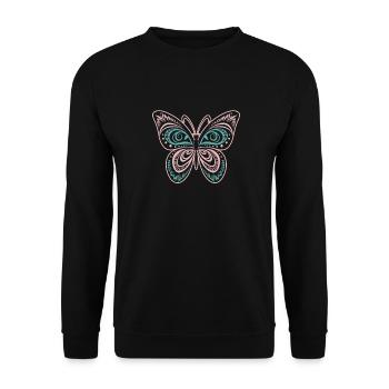 Schmetterling Tribal Butterfly - Unisex Sweatshirt - black - Front - Alina (178cm) & Michal (187cm)