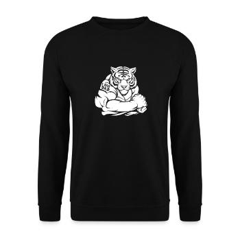 Tiger biceps tattoo - Unisex Sweatshirt - black - Front - Alina (178cm) & Michal (187cm)