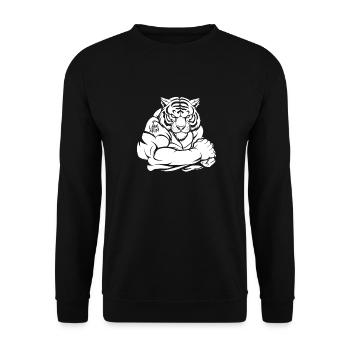 Tiger Biceps Tattoo I Love Mom - Unisex Sweatshirt - black - Front - Alina (178cm) & Michal (187cm)
