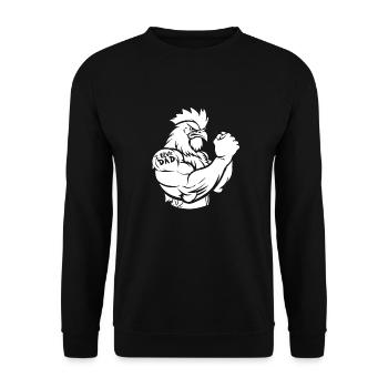 Poulet poule biceps tatouage j’aime papa - Sweat-shirt Unisexe - noir - Devant - Alina (178cm) & Michal (187cm)