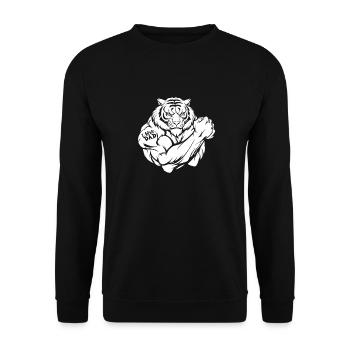 Tiger Biceps Tattoo I Love Dad - Unisex Sweatshirt - black - Front - Alina (178cm) & Michal (187cm)