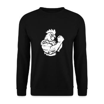 Poulet poule biceps tatouage j’aime papa - Sweat-shirt Unisexe - noir - Devant - Alina (178cm) & Michal (187cm)