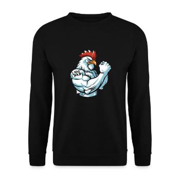 Poule de poulet que j’aime papa - Sweat-shirt Unisexe - noir - Devant - Alina (178cm) & Michal (187cm)