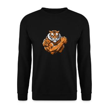 Tiger Biceps Tattoo I Love Mom - Unisex Sweatshirt - black - Front - Alina (178cm) & Michal (187cm)