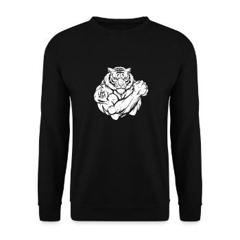 Tiger Biceps Tattoo I Love Mom - Unisex Sweatshirt - black - Front - Alina (178cm) & Michal (187cm)