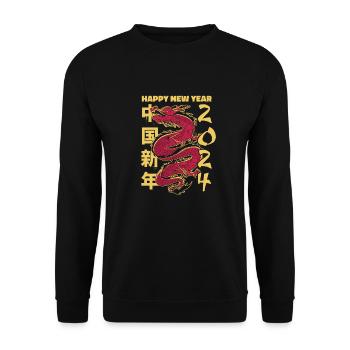 Jahr Des Drachen 2024 - Unisex Pullover - Schwarz - Vorne - Alina (178cm) & Michal (187cm)