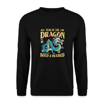 Jahr Des Drachen 2024 - Unisex Pullover - Schwarz - Vorne - Alina (178cm) & Michal (187cm)