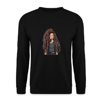 Rasta Hair Dreadlocks Dreads - Unisex Sweatshirt - black - Front - Alina (178cm) & Michal (187cm)