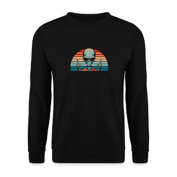 Alien Außerirdischer - Unisex Pullover - Schwarz - Vorne - Alina (178cm) & Michal (187cm)
