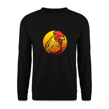 Huhn Henne - Unisex Pullover - Schwarz - Vorne - Alina (178cm) & Michal (187cm)