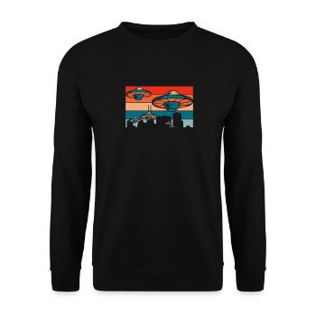 Alien Außerirdischer - Unisex Pullover - Schwarz - Vorne - Alina (178cm) & Michal (187cm)