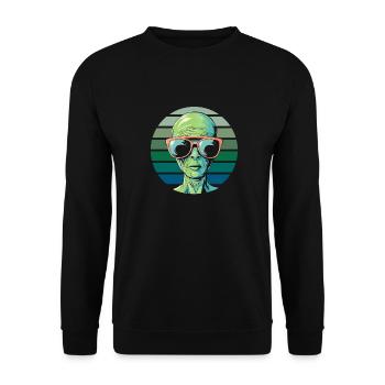 Alien Außerirdischer - Unisex Pullover - Schwarz - Vorne - Alina (178cm) & Michal (187cm)