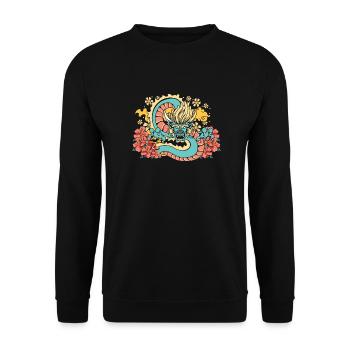 Fleurs de l’année du Dragon 2024 - Sweat-shirt Unisexe - noir - Devant - Alina (178cm) & Michal (187cm)