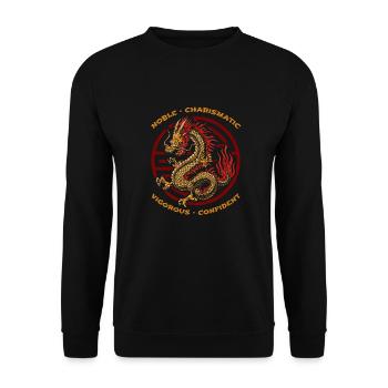 Jahr Des Drachen 2024 - Unisex Pullover - Schwarz - Vorne - Alina (178cm) & Michal (187cm)