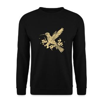 Kolibri Blumen Blumenvogel - Unisex Pullover - Schwarz - Vorne - Alina (178cm) & Michal (187cm)