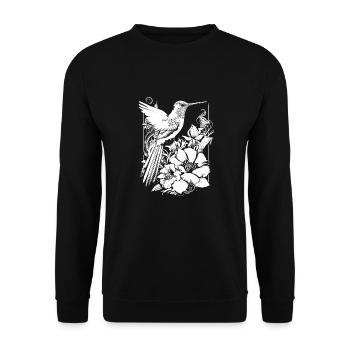 Kolibri Blumen Blumenvogel - Unisex Pullover - Schwarz - Vorne - Alina (178cm) & Michal (187cm)