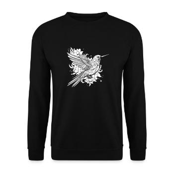 Kolibri Blumen Blumenvogel - Unisex Pullover - Schwarz - Vorne - Alina (178cm) & Michal (187cm)