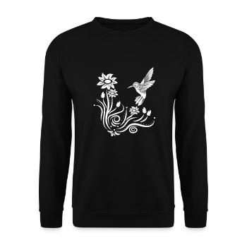 Colibri Fleur Oiseau - Sweat-shirt Unisexe - noir - Devant - Alina (178cm) & Michal (187cm)