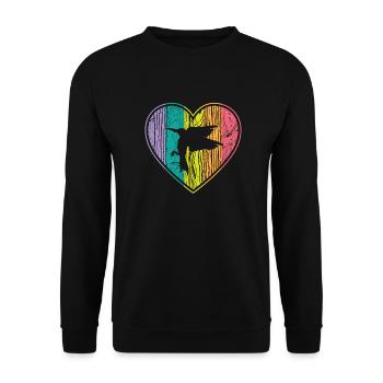 Kolibri Herz Regenbogenherz - Unisex Pullover - Schwarz - Vorne - Alina (178cm) & Michal (187cm)