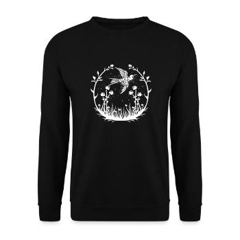 Colibri Fleur Oiseau - Sweat-shirt Unisexe - noir - Devant - Alina (178cm) & Michal (187cm)
