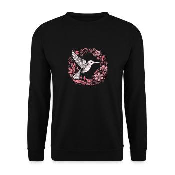 Kolibri Blumen - Unisex Pullover - Schwarz - Vorne - Alina (178cm) & Michal (187cm)