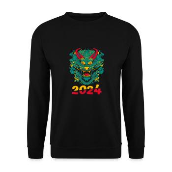Année du Dragon 2024 - Sweat-shirt Unisexe - noir - Devant - Alina (178cm) & Michal (187cm)