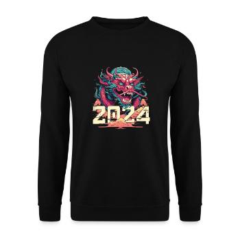 Jahr Des Drachen 2024 - Unisex Pullover - Schwarz - Vorne - Alina (178cm) & Michal (187cm)