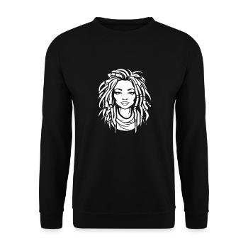 Rasta Hair Dreadlocks Dreads - Unisex Sweatshirt - black - Front - Alina (178cm) & Michal (187cm)