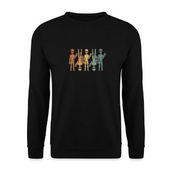 Alien Außerirdischer - Unisex Pullover - Schwarz - Vorne - Alina (178cm) & Michal (187cm)
