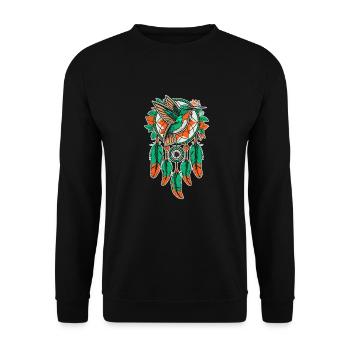 Hummingbird Dreamcatcher Bird - Unisex Sweatshirt - black - Front - Alina (178cm) & Michal (187cm)