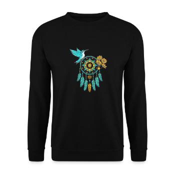 Hummingbird Dreamcatcher Bird - Unisex Sweatshirt - black - Front - Alina (178cm) & Michal (187cm)