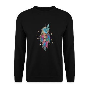 Hummingbird Dreamcatcher Bird - Unisex Sweatshirt - black - Front - Alina (178cm) & Michal (187cm)