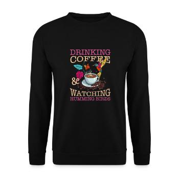 Hummingbird Coffee Bird - Unisex Sweatshirt - black - Front - Alina (178cm) & Michal (187cm)