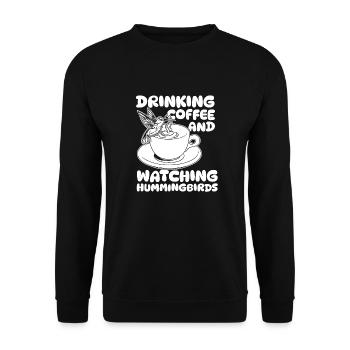 Hummingbird Coffee Bird - Unisex Sweatshirt - black - Front - Alina (178cm) & Michal (187cm)