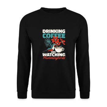 Hummingbird Coffee Bird - Unisex Sweatshirt - black - Front - Alina (178cm) & Michal (187cm)