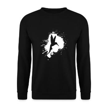 Kolibri Watercolor Hummingbird - Unisex Pullover - Schwarz - Vorne - Alina (178cm) & Michal (187cm)