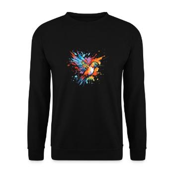 Kolibri Watercolor Hummingbird - Unisex Pullover - Schwarz - Vorne - Alina (178cm) & Michal (187cm)
