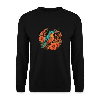 Kolibri Blumen - Unisex Pullover - Schwarz - Vorne - Alina (178cm) & Michal (187cm)
