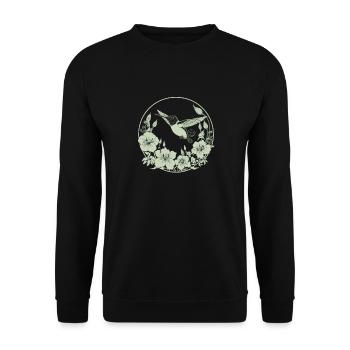 Kolibri Blumen - Unisex Pullover - Schwarz - Vorne - Alina (178cm) & Michal (187cm)