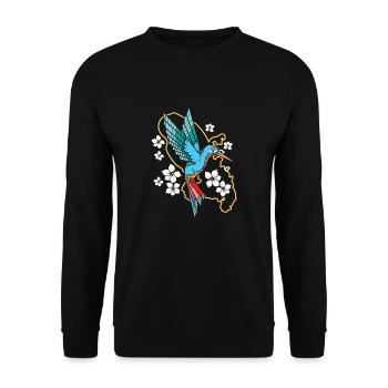 Kolibri Blumen - Unisex Pullover - Schwarz - Vorne - Alina (178cm) & Michal (187cm)