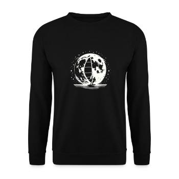 Windsurfen Windsurfer Mond - Unisex Pullover - Schwarz - Vorne - Alina (178cm) & Michal (187cm)