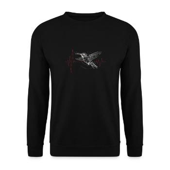 Kolibri EKG Herzschlag - Unisex Pullover - Schwarz - Vorne - Alina (178cm) & Michal (187cm)