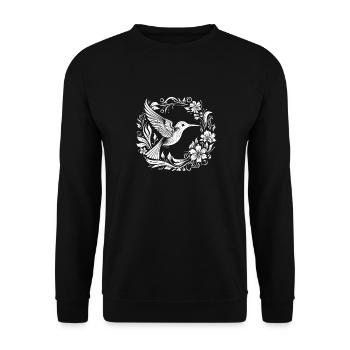 Kolibri Blumen - Unisex Pullover - Schwarz - Vorne - Alina (178cm) & Michal (187cm)