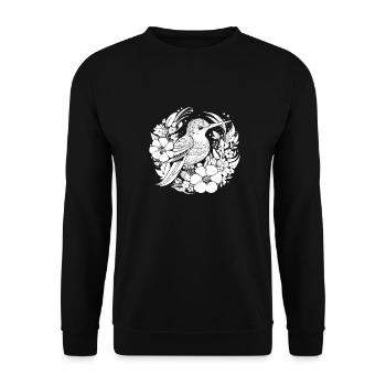 Hummingbird Floral Line Art - Unisex Sweatshirt - black - Front - Alina (178cm) & Michal (187cm)