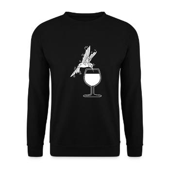 Kolibri Hummingbird Wine Glass - Unisex Pullover - Schwarz - Vorne - Alina (178cm) & Michal (187cm)