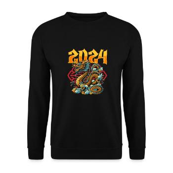 Année du Dragon 2024 Drôle - Sweat-shirt Unisexe - noir - Devant - Alina (178cm) & Michal (187cm)