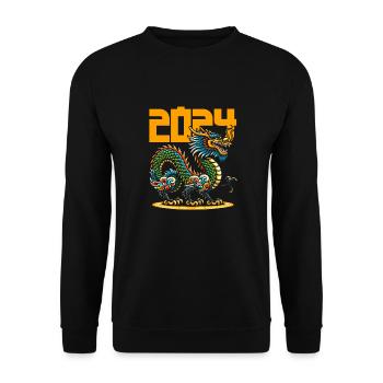 Année du Dragon 2024 Drôle - Sweat-shirt Unisexe - noir - Devant - Alina (178cm) & Michal (187cm)