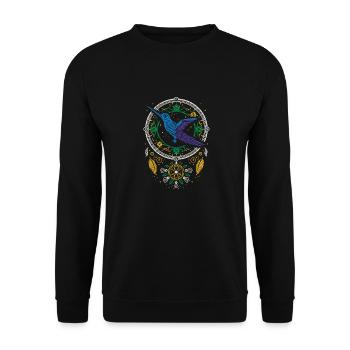 Hummingbird Dreamcatcher Bird - Unisex Sweatshirt - black - Front - Alina (178cm) & Michal (187cm)